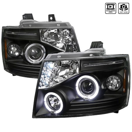 Spec-D Tuning 07-13 Chevrolet Avalanche Halo LED Projector Black 2LHP-AVA07JM-TM